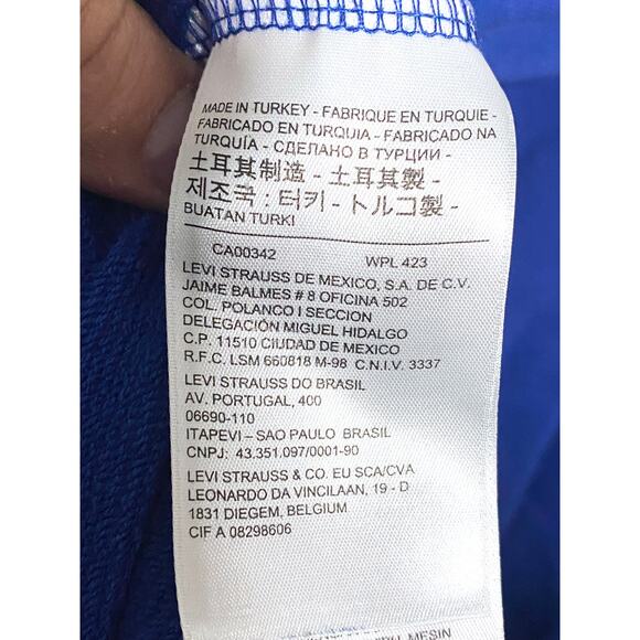 Levis Strauss Logo Two Horse Pullover Hoodie Blue Checkered Mens S Retro Y2K - Picture 9 of 10